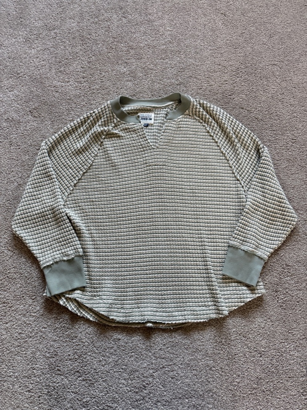 AE Big Hug Notch Neck Waffle Sweatshirt XS